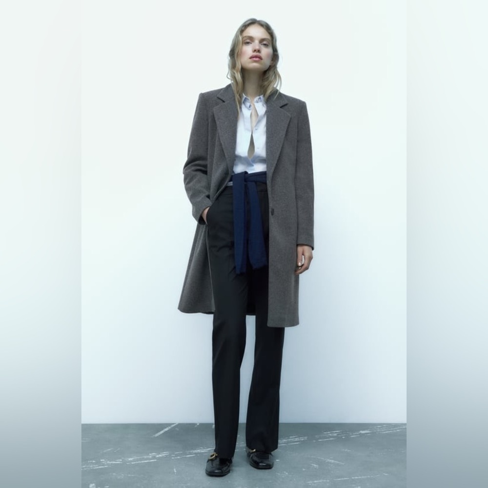 Zara trafaluc gray peacoat